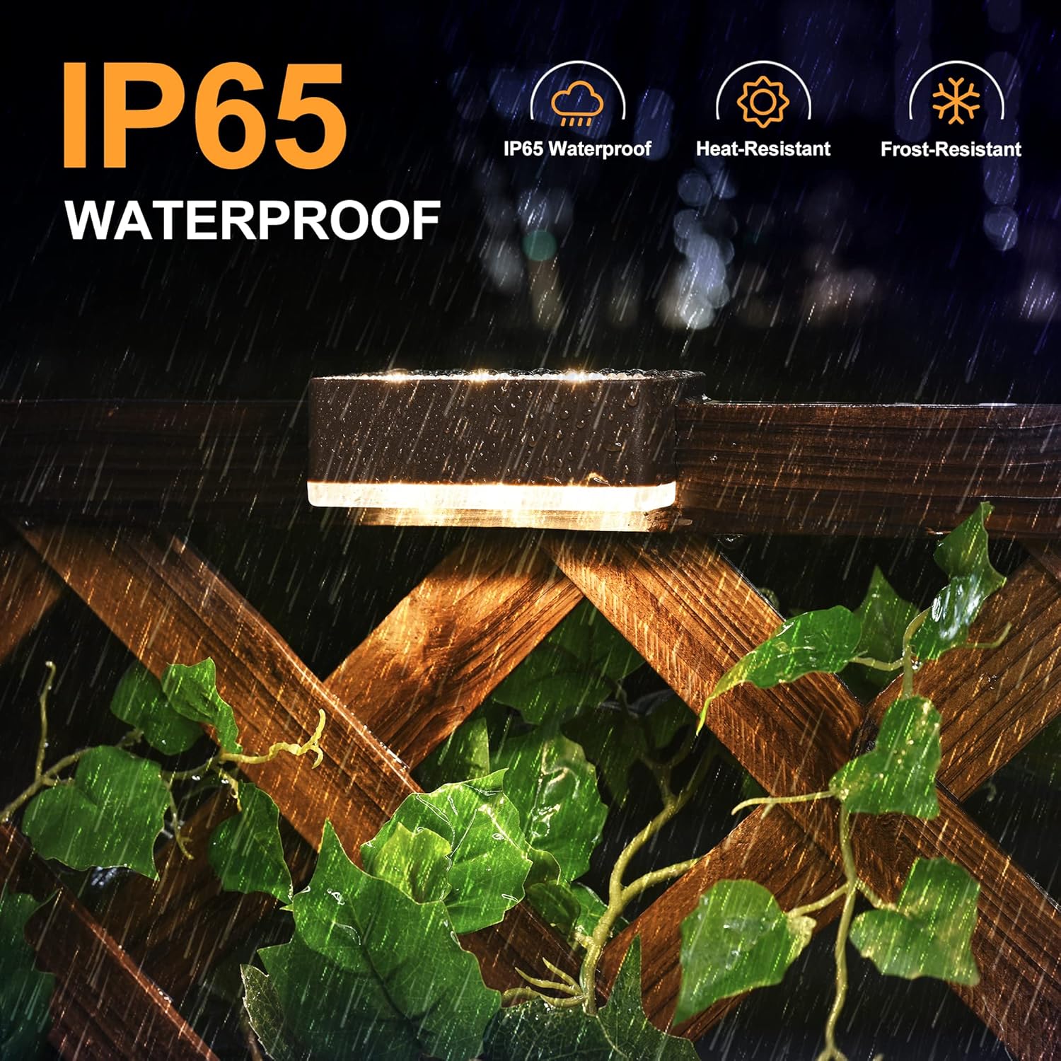 SOLPEX Paquete de 4 luces solares para terraza, luces solares para exteriores, IP65, impermeables, alimentadas por energía solar, luces LED para
