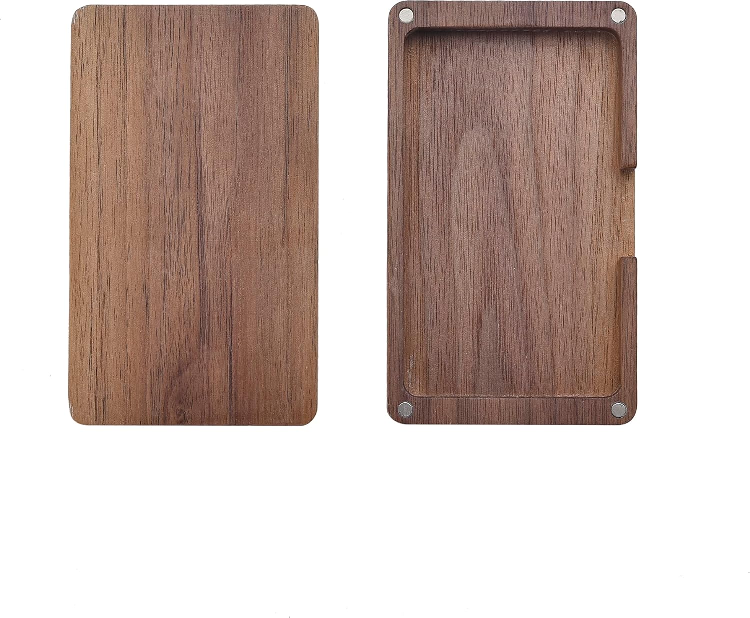 Tarjetero de madera para tarjetas de visita  Tarjetero de bolsillo con cierre magnético, estuche cuadrado de madera de nogal negro para tarjetas de