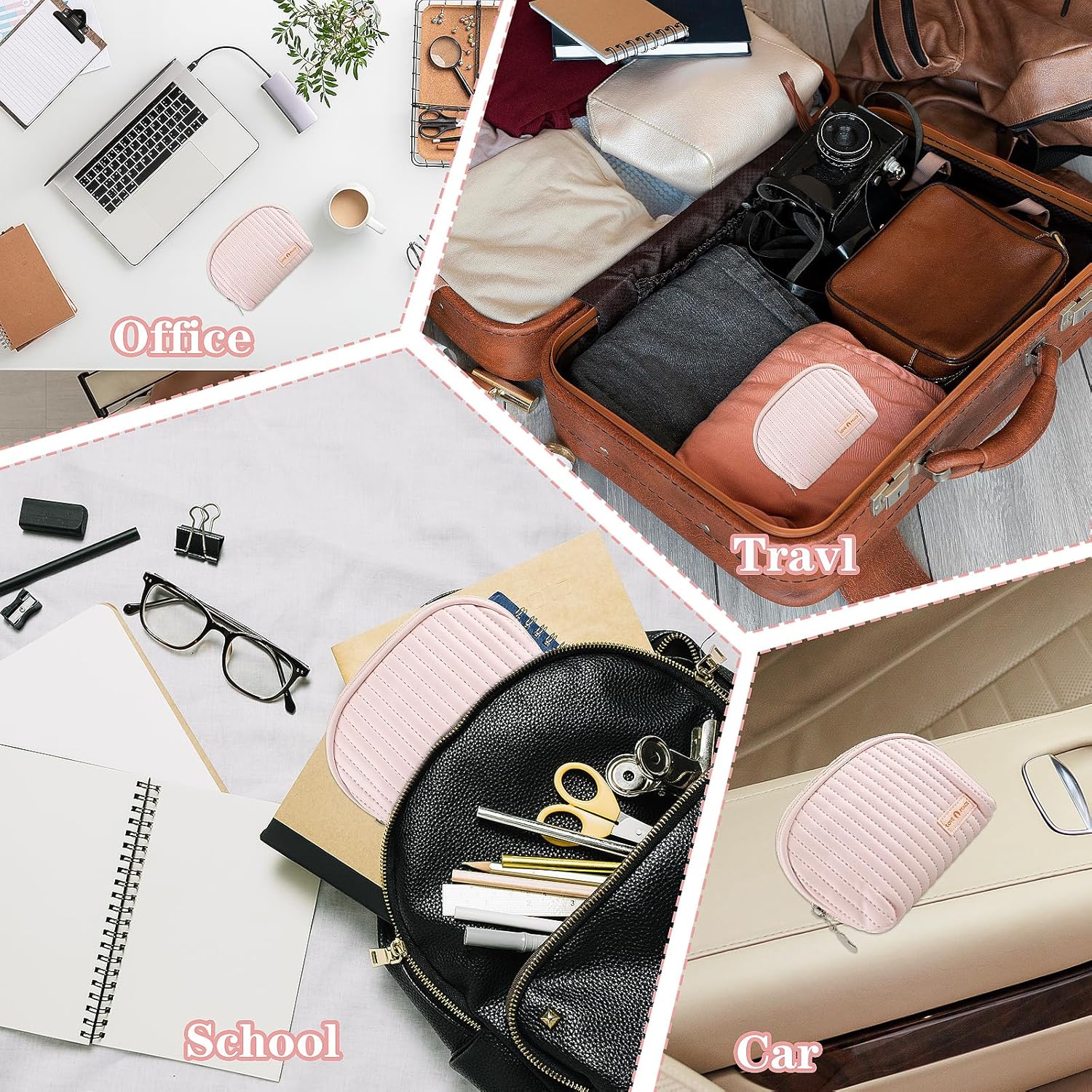 Bolsa de cuero suave, bolsa de almacenamiento de servilletas sanitarias, organizador de almohadilla menstrual portátil, bonita bolsa de maquillaje,