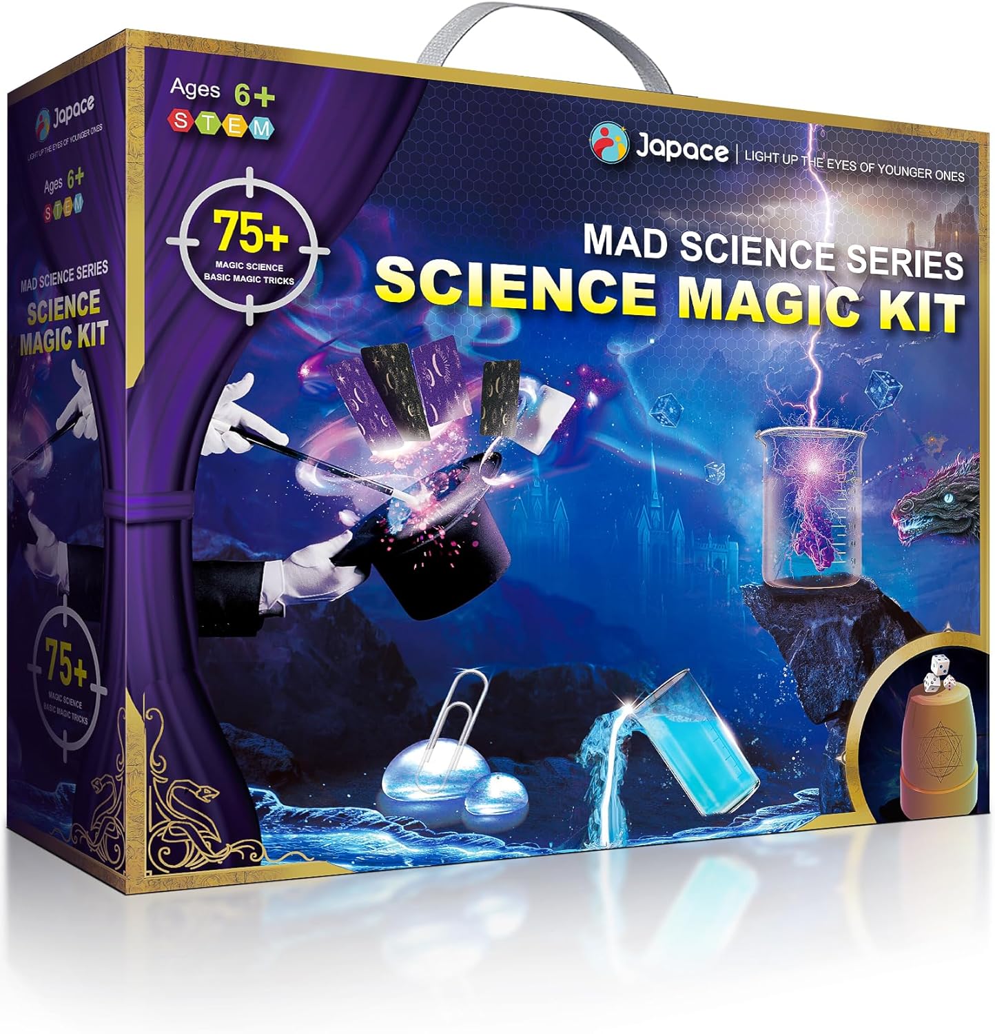 Japace Kit de magia y kits de ciencia para niños de 6 a 8 a 10 a 12 años, más de 75 trucos de magia y experimentos científicos, juegos de química