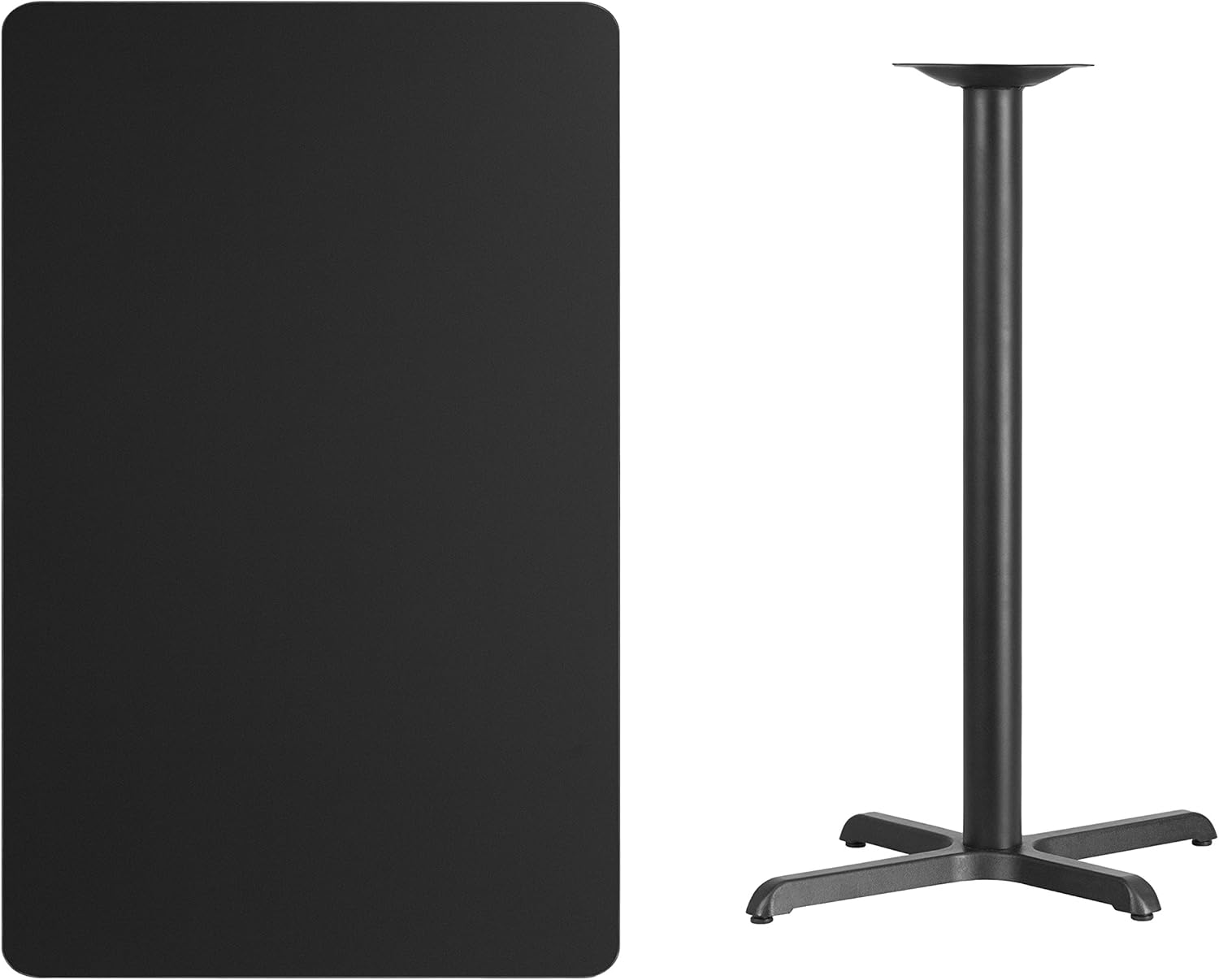Flash Furniture Stiles – Mesa rectangular laminada negra de 30 x 48 pulgadas con base de mesa de altura de barra de 23.5 x 29.5 pulgadas