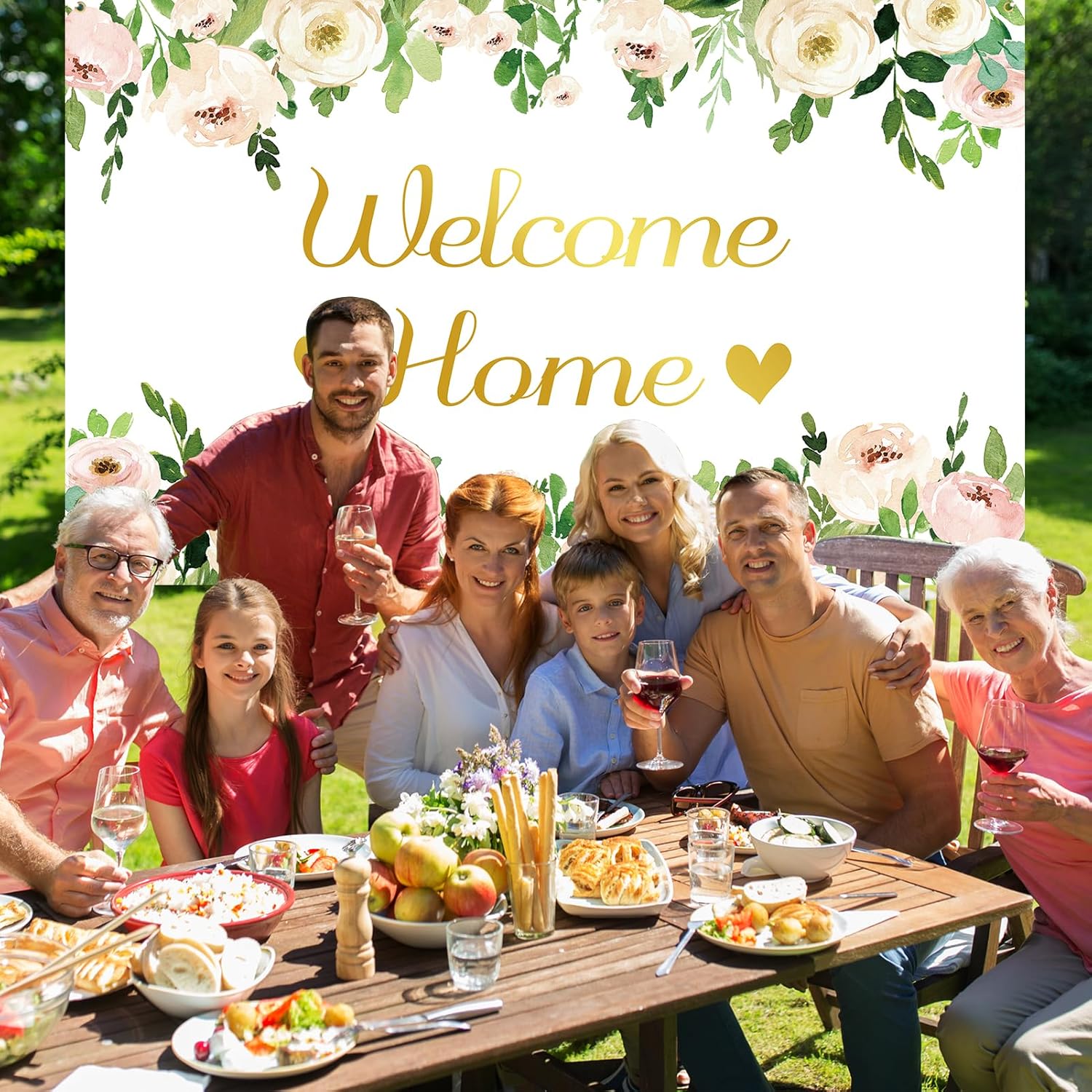 Vlipoeasn Elegante pancarta de bienvenida a casa, decoración de fiesta blanca con texto en inglés “We Missed You So Much”, suministros patrióticos