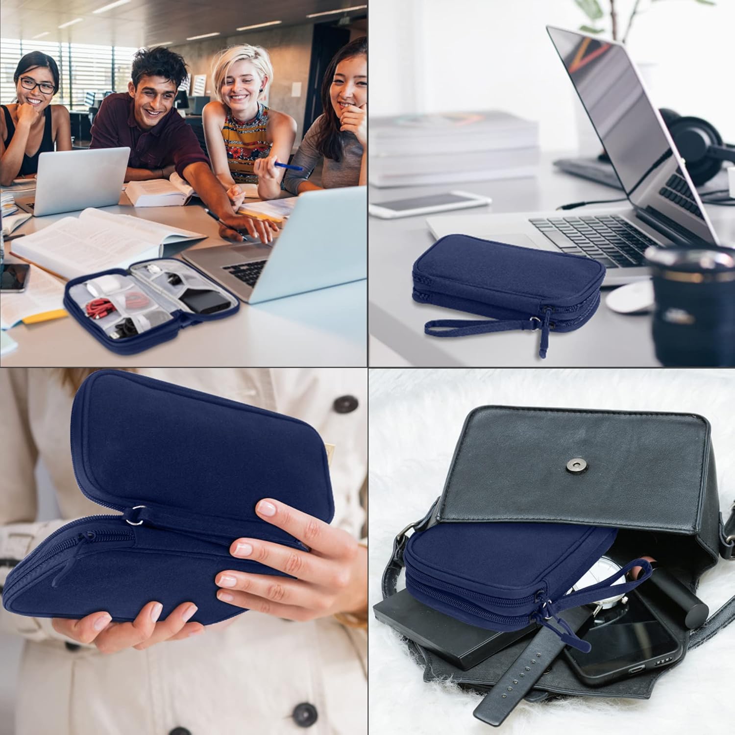 Arae Organizador electrónico, organizador de cables de viaje, bolsa impermeable portátil de doble capa, funda de almacenamiento de accesorios
