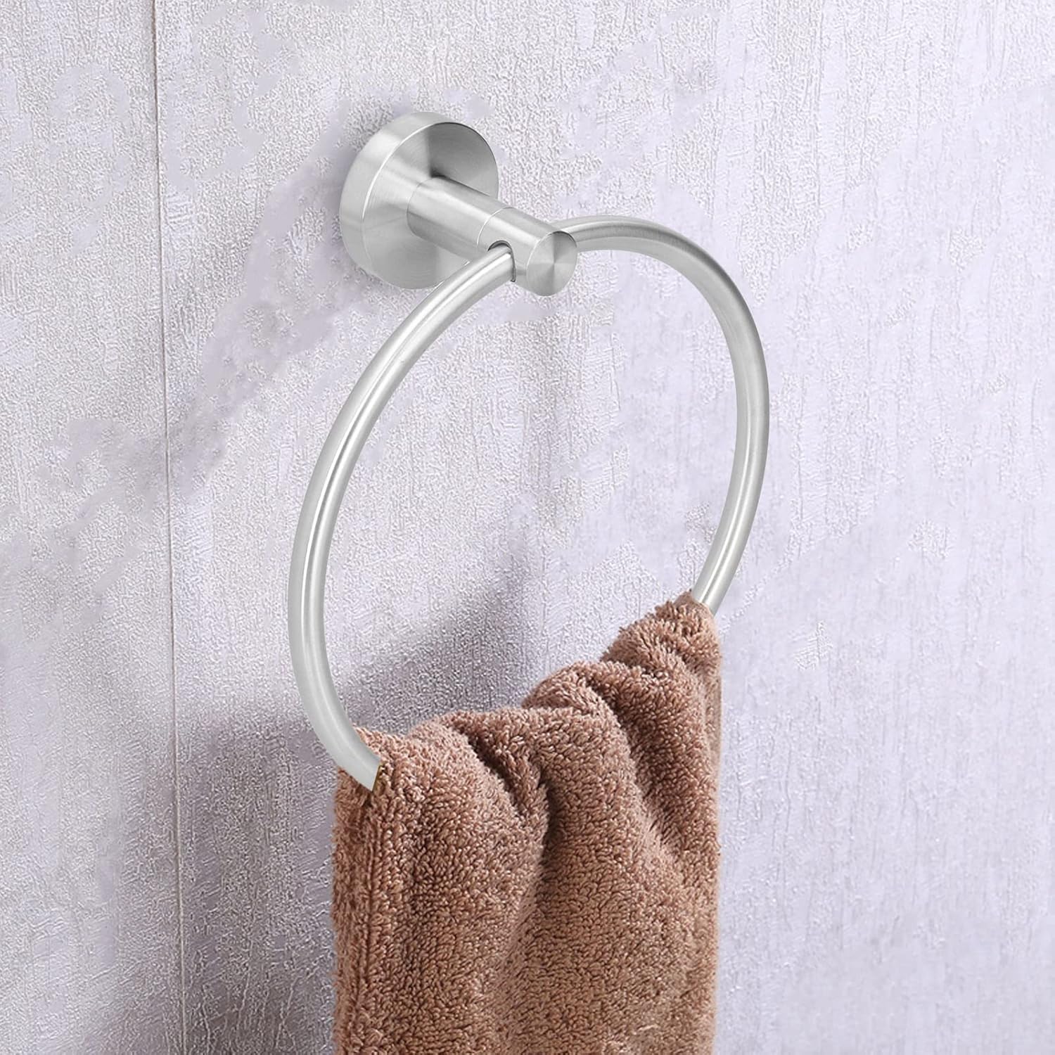 Toallero redondo redondo montado en la pared de acero inoxidable para toallas de mano, colgador de toallas redondo, colgador de toallas, colgador de