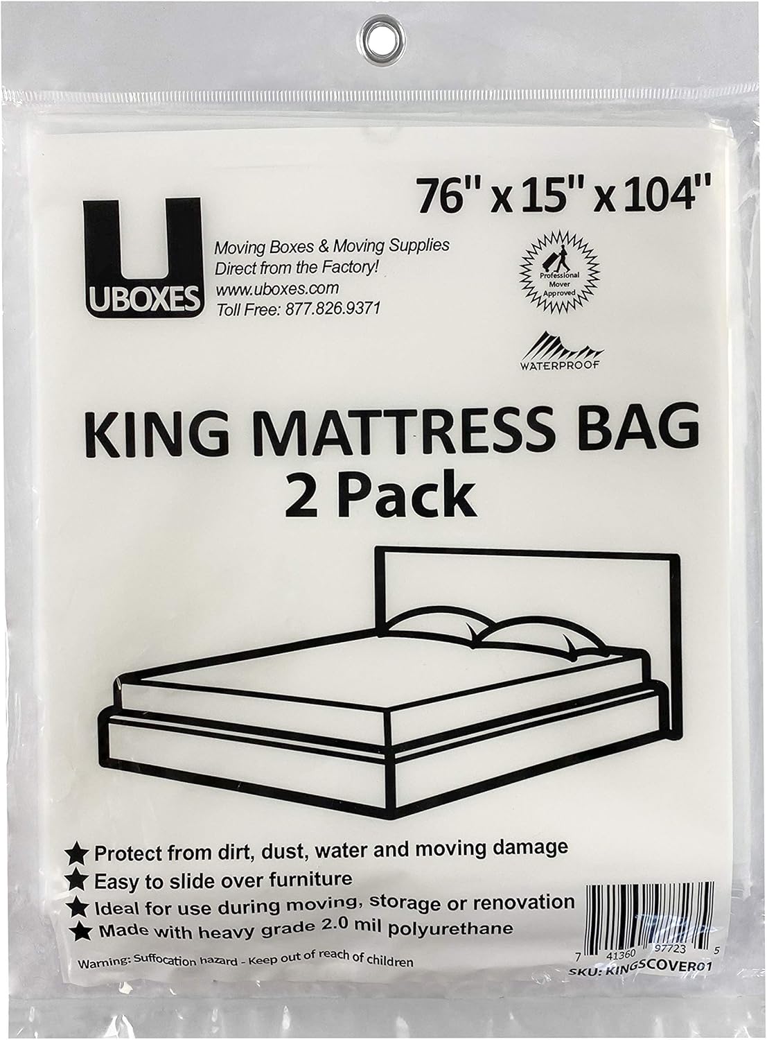 UBOXES Fundas de colchón tamaño queenbolsas de 61 x 15 x 104 pulgadas (QUEENCOVER02) (el embalaje puede variar) y fundas de poliéster para colchón