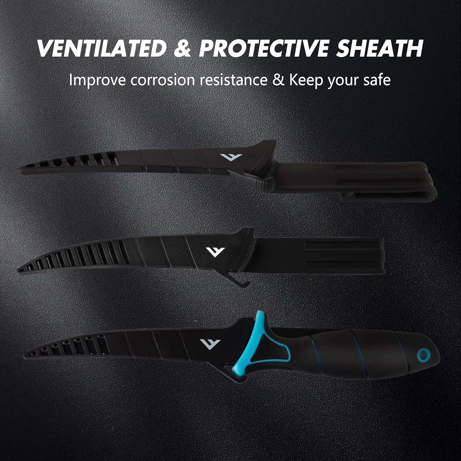 FLISSA Cuchillo de filete y cuchillo de cebo, cuchillo de filete de pescado de 7 pulgadas con funda protectora y cuchilla afilada de acero