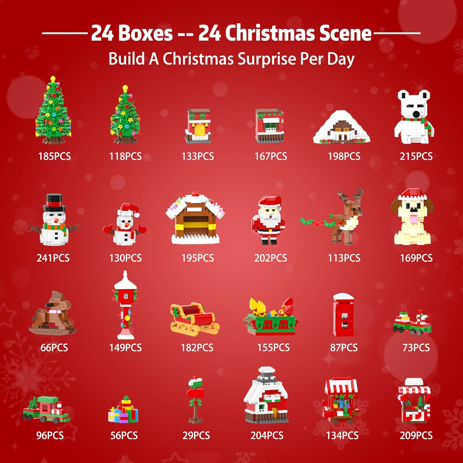 Calendario de Adviento de Navidad 2023, juego de construcción de juguetes  Juego de cuenta regresiva de Navidad, 24 sorpresas coleccionables,