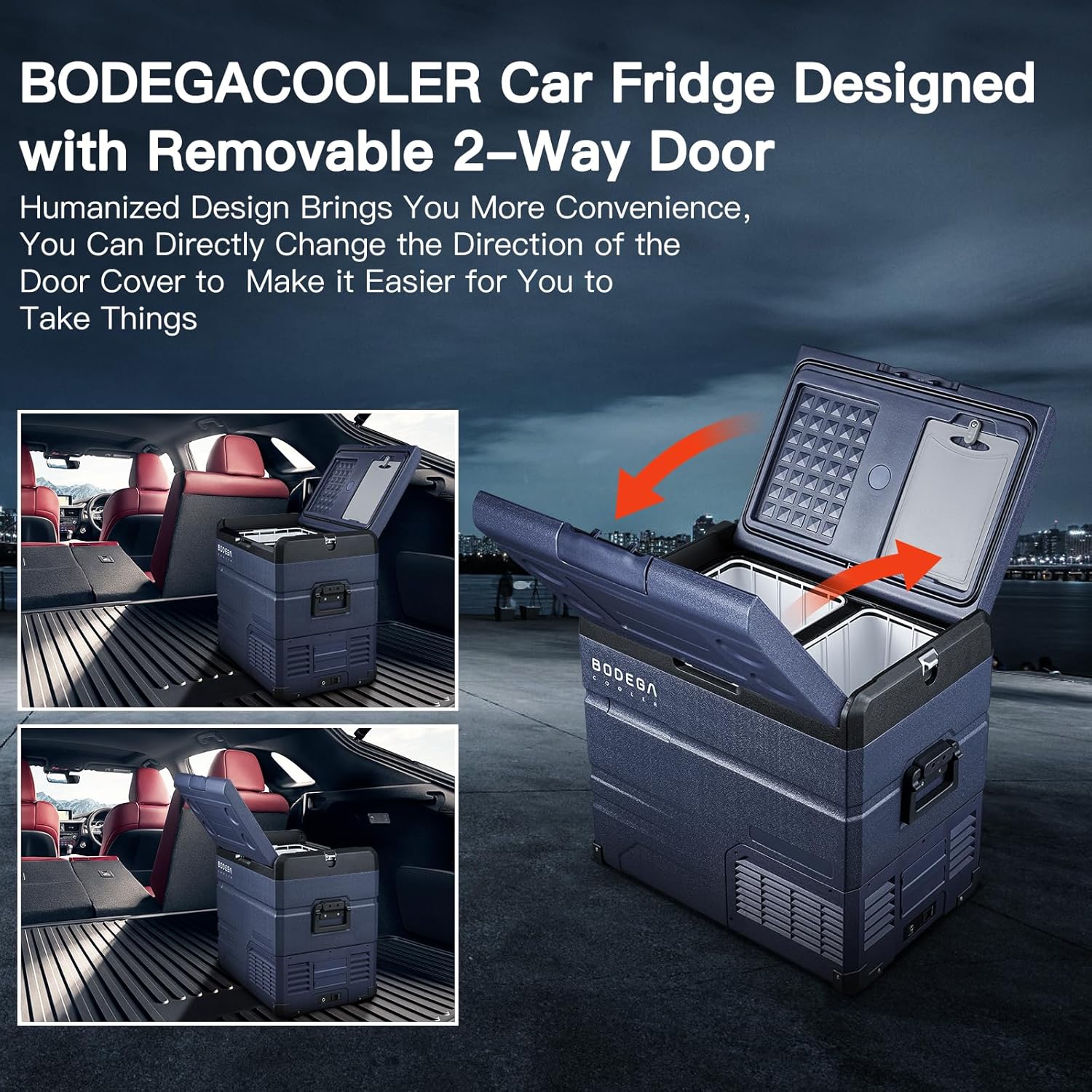 BODEGA COOLER Refrigerador de coche de 12 voltios, refrigerador de coche RV con control de aplicación de doble zona, congelador portátil, 57 cuartos