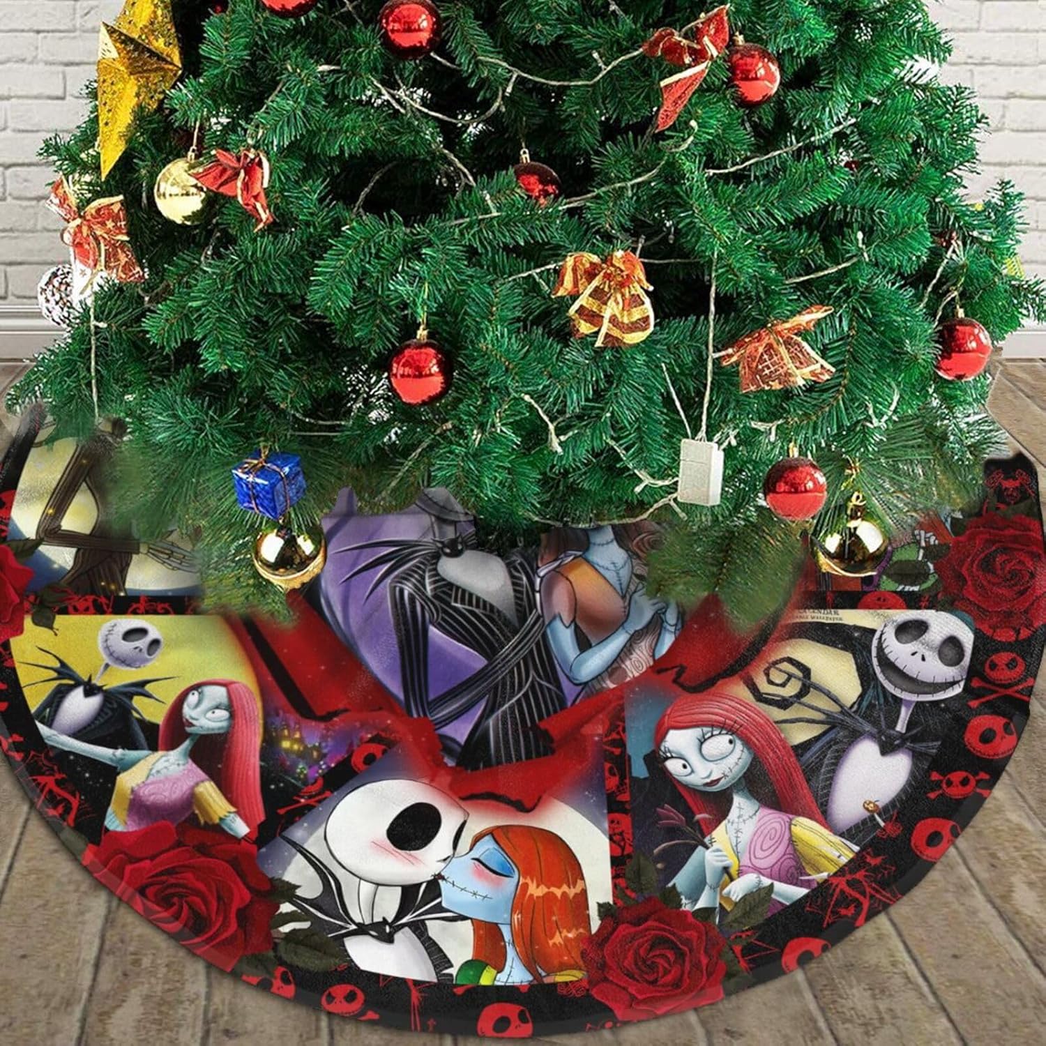 Falda de árbol de Navidad, tapete redondo para puerta de piso, almohadilla redonda para decoración de árbol de Navidad, interiores y exteriores, 36