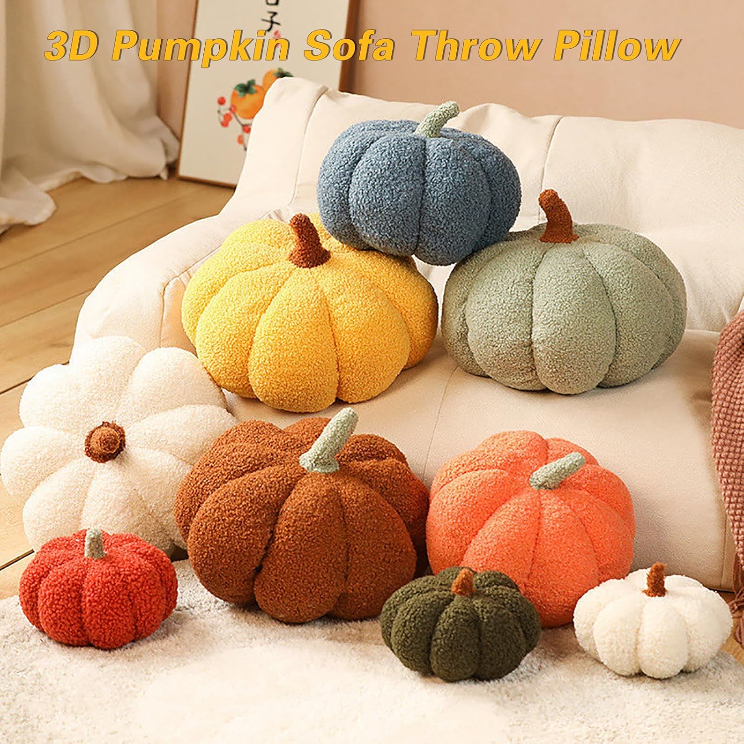 Almohada de calabaza, almohadas de calabaza de Halloween, almohada de calabaza 3D, almohada de calabaza para Halloween, fiesta de Acción de Gracias,