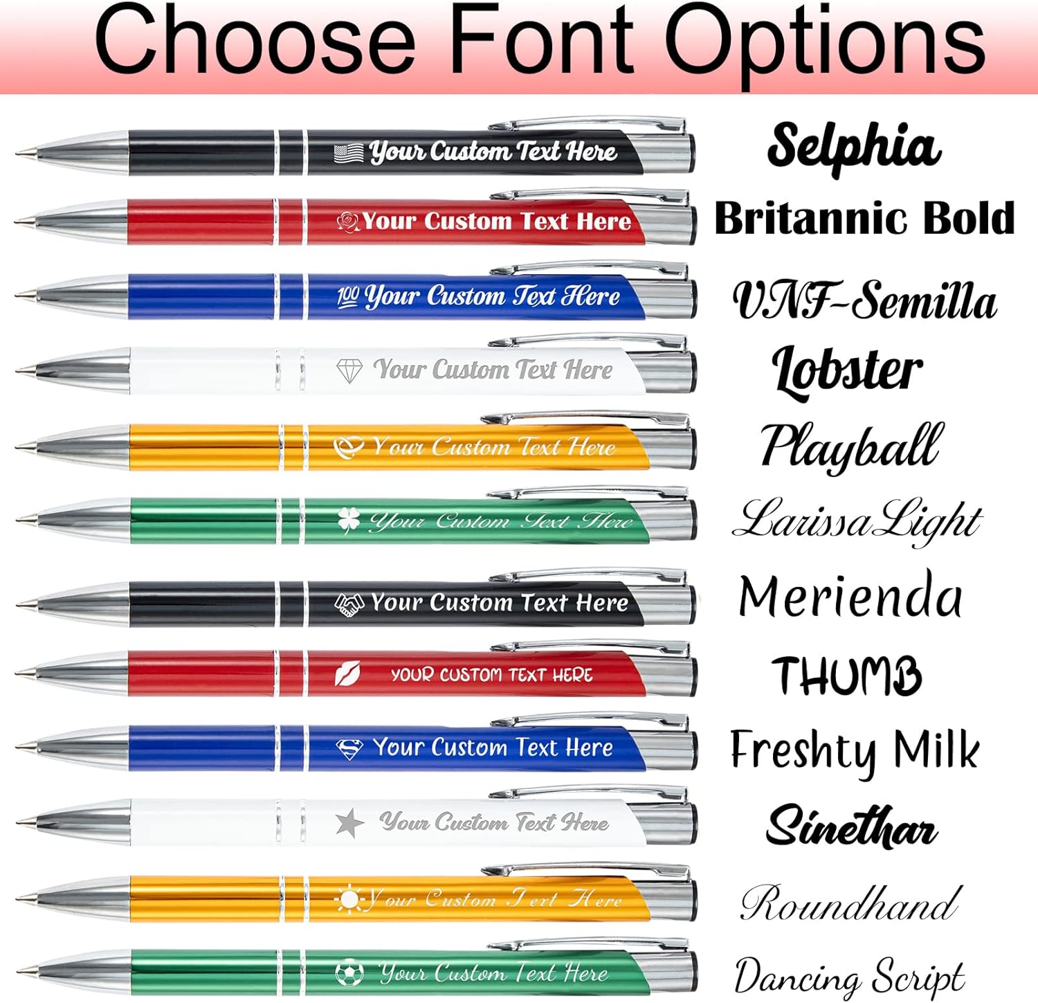 FwSYouMAI Bolígrafo personalizado, 24 unidades, a granel, bolígrafo personalizado con logotipo de mensaje de nombre comercial grabado, tapa de tinta