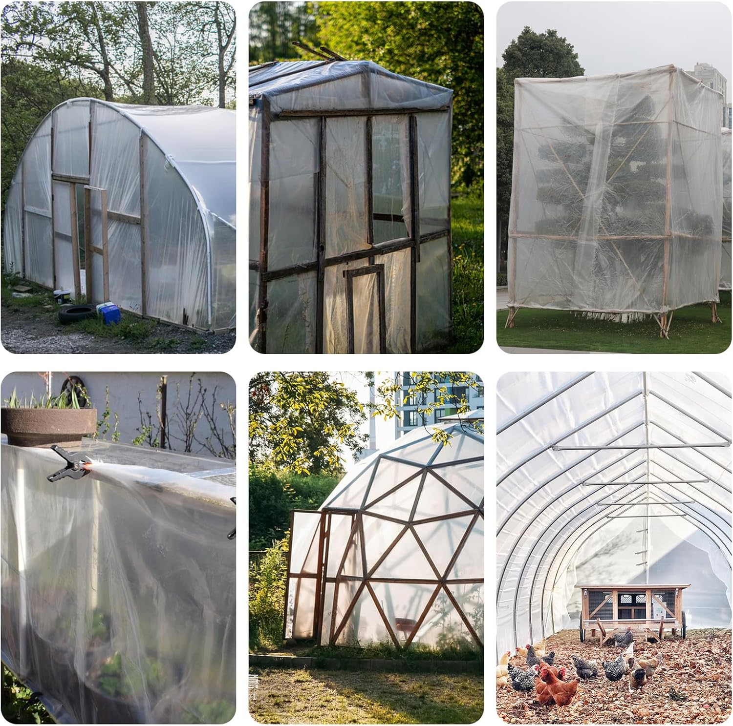 hannger Lámina de plástico para invernadero, 6 mil de grosor de 10 x 15 pies, película de plástico transparente para invernadero, cubierta de