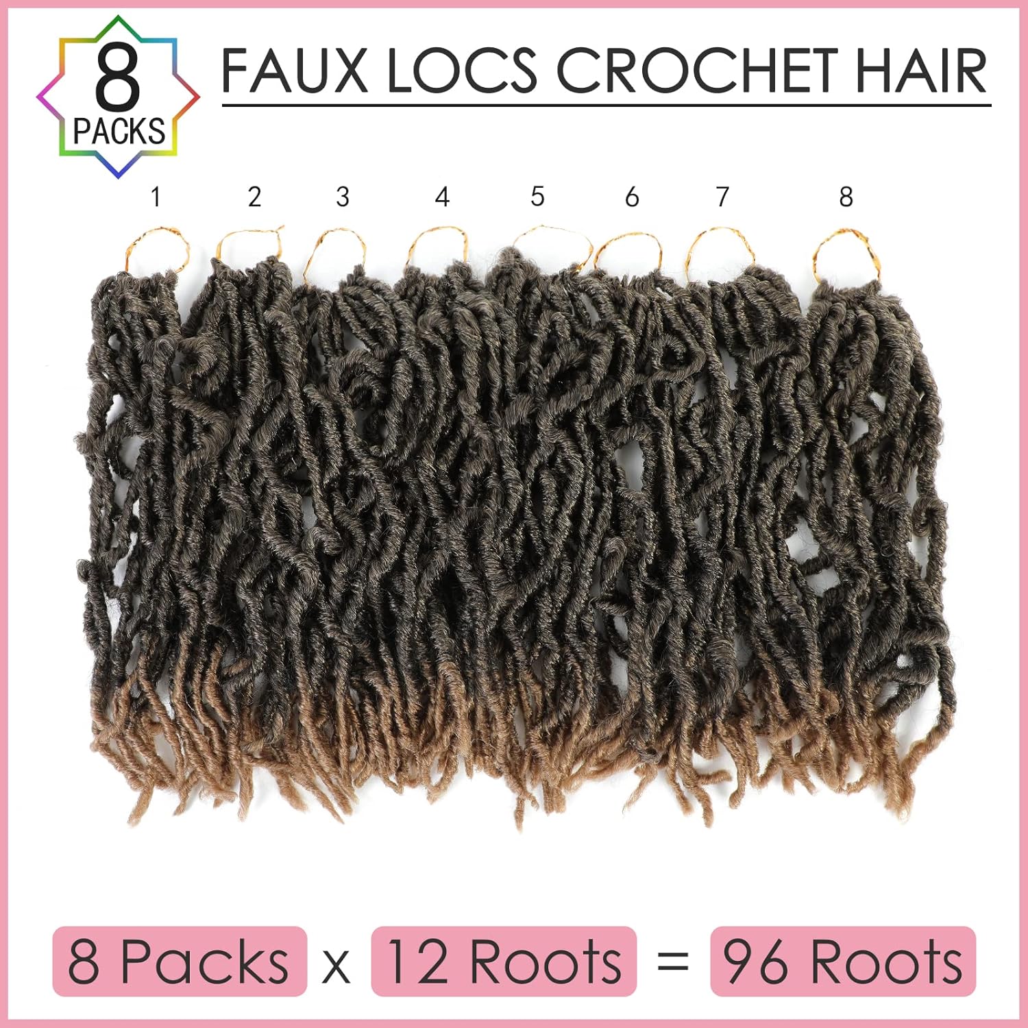 Nu Locs – 8 paquetes de cabello sintético de ganchillo de 12 pulgadas, rastas suaves preenrolladas, trenzas sintéticas de ganchillo para mujeres