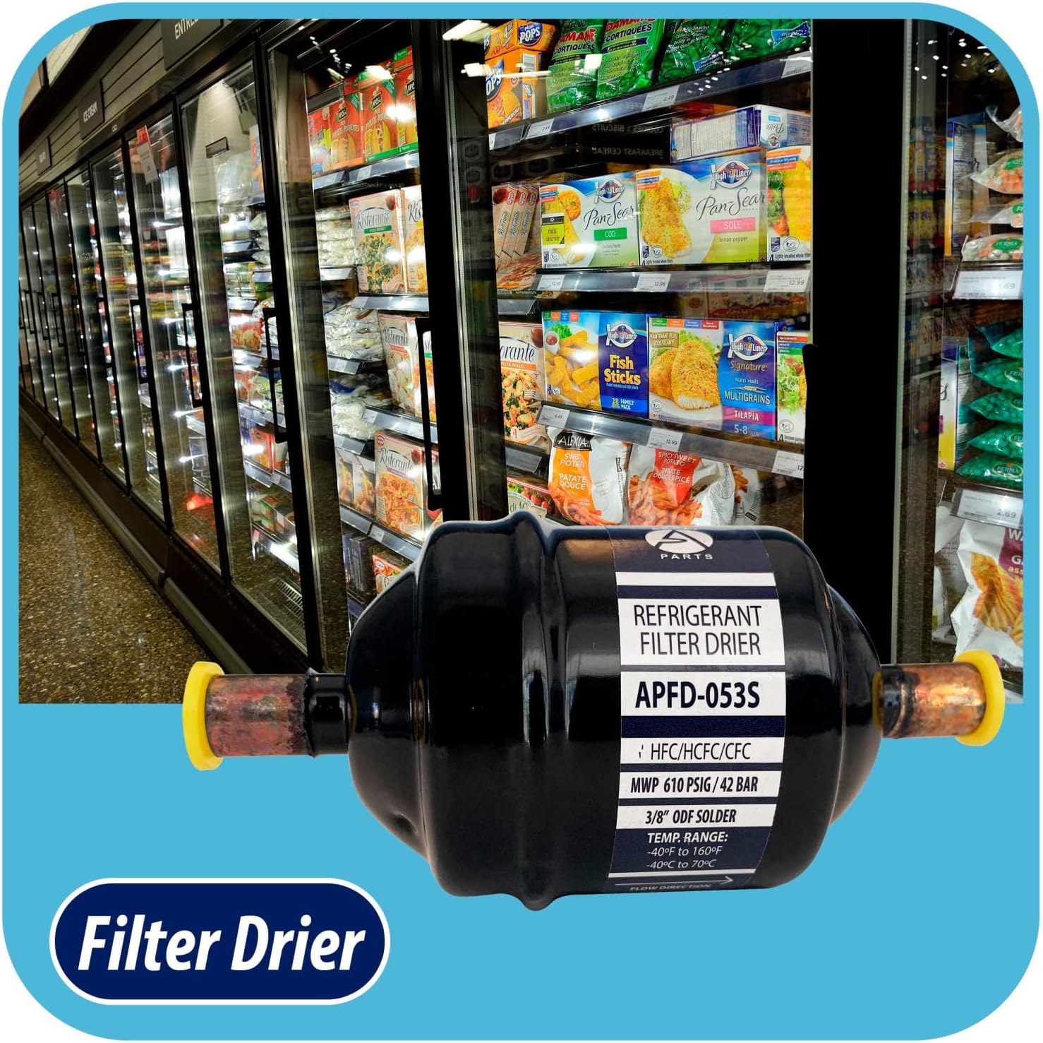 Appli Parts APFD-053S 38 in Línea Líquida Refrigerante AC Filtro Secador HVAC Refrigeración 053S ODF Sudor Soldadura conexión universal