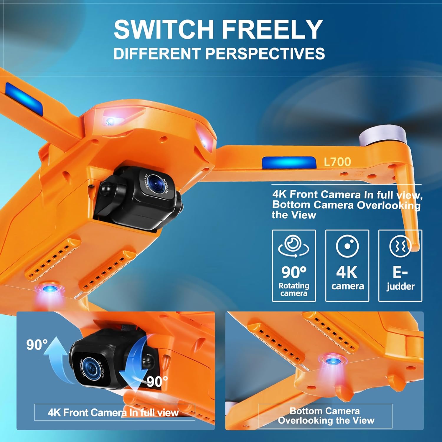 HHD Drones con cámara para adultos 4k, cuadricóptero GPS fácil para principiantes con 40 minutos de tiempo de vuelo, transmisión 5G FPV, retorno