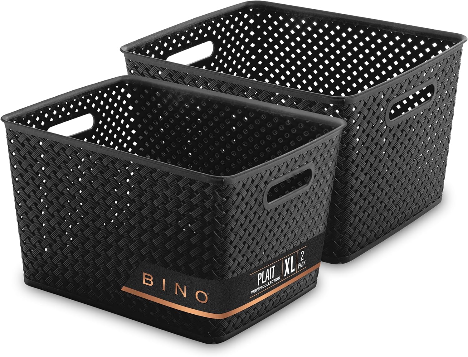 BINO  Cesta de almacenamiento de plástico  XL – Negro  THE PLAIT COLLECTION  Almacenamiento multiusos  Duradero, apto para cajones y gabinetes
