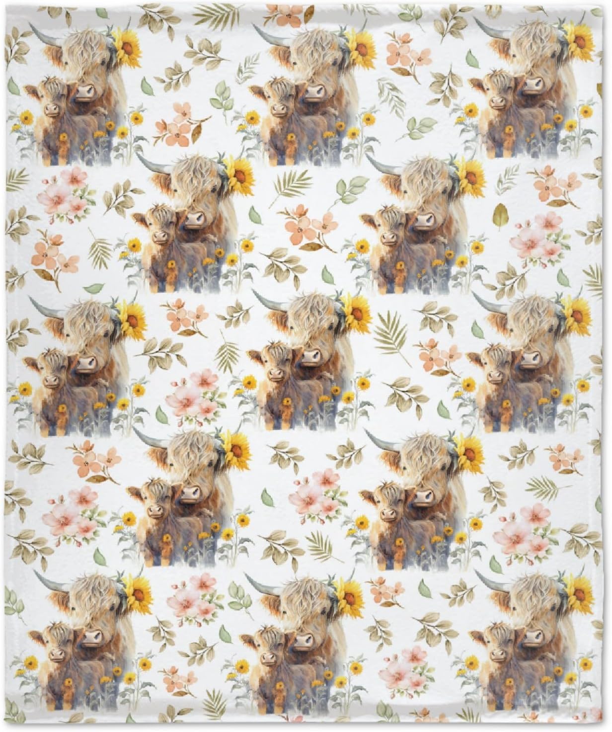 Highland Cow – Manta de franela ultra suave y acogedora, manta de forro polar ligera y mullida, manta de felpa cálida para sofá, cama, 40 x 50
