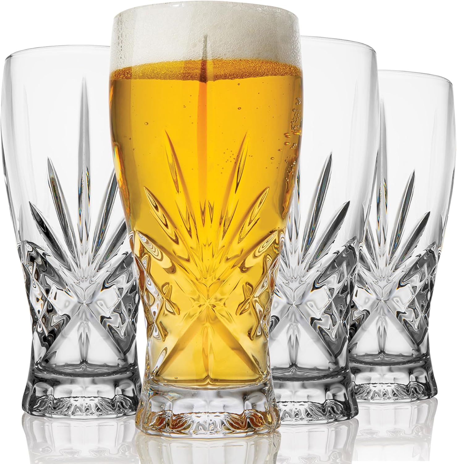 Godinger Vasos de cerveza, vasos de cerveza Pilsner, vasos de cerveza grandes de pinta de cerveza – Colección Dublín, juego de 4