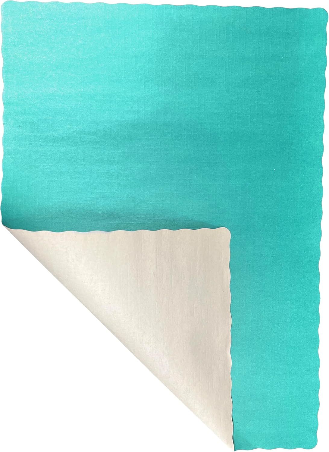 Manteles individuales de papel, desechables, borde festoneado (verde azulado, 100)