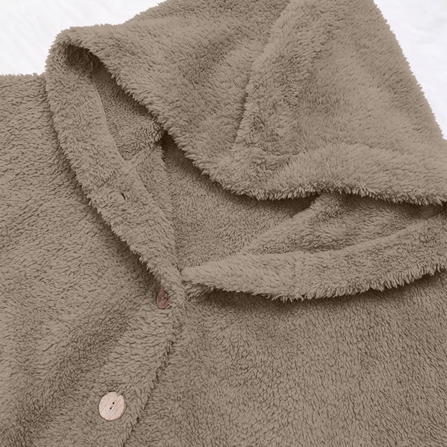 SNKSDGM Women’s Fashion Fuzzy Fleece Jacket Fluffy Hooded Baggy Faux Sherpa Open Front Teddy Coat Outerwear with Pocket