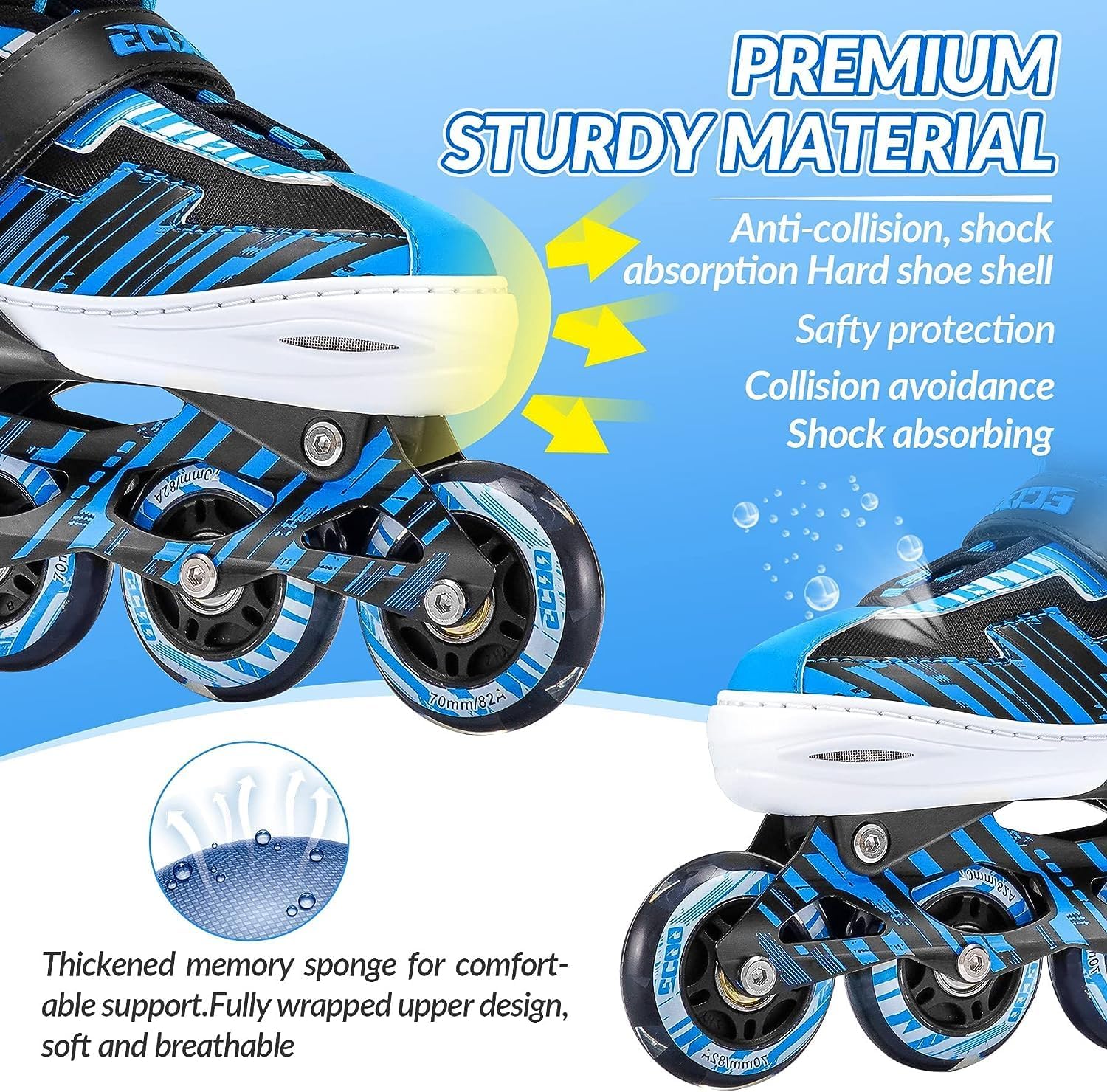 ECOO Patines en línea ajustables para niños y niñas con ruedas iluminadas, patines para niños de 4 a 12 años, patines para adolescentes para