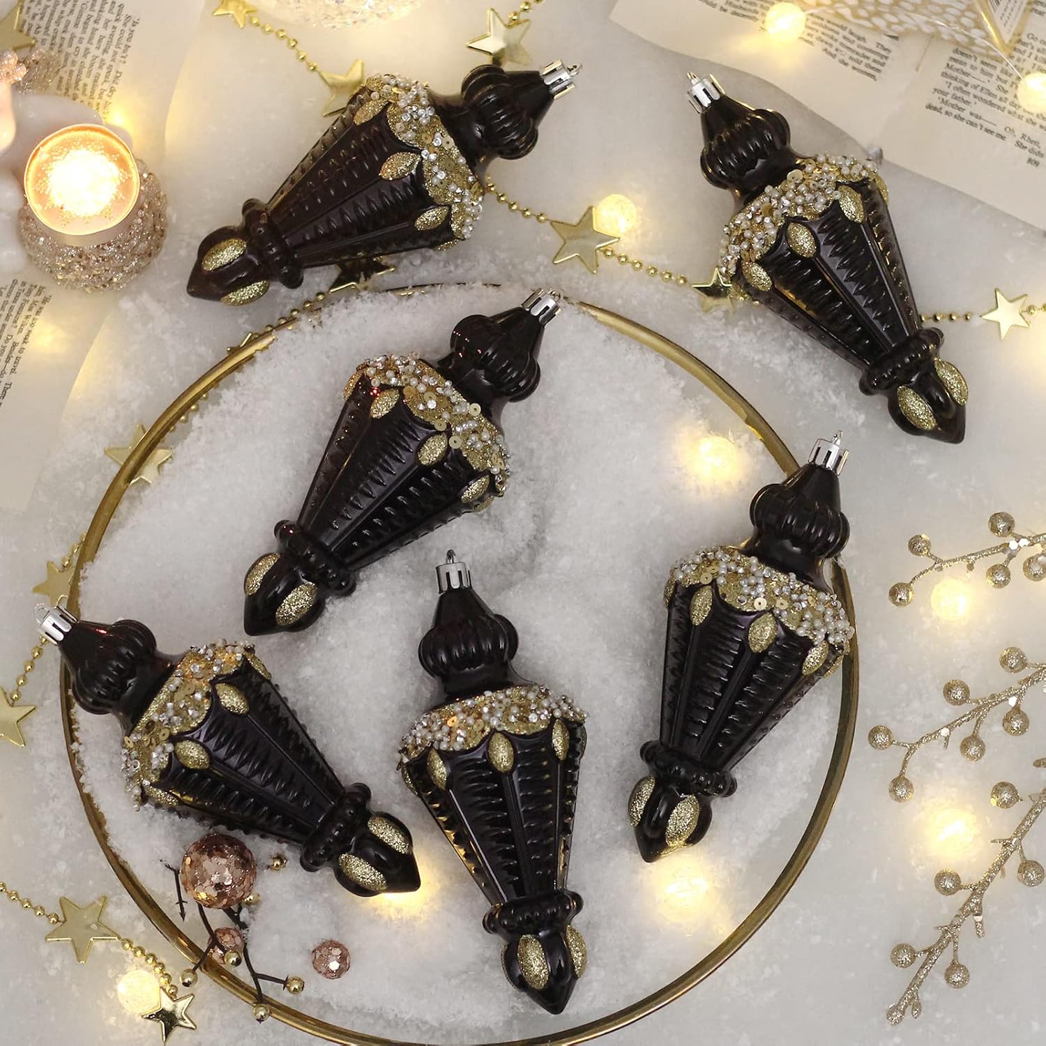 RoseCraft Juego de adornos de Navidad, bolas de Navidad inastillables de plástico de 5.75 pulgadas, adornos colgantes para decoración de árbol de