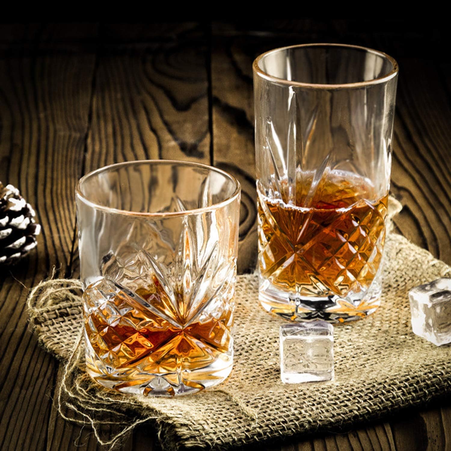 Juego de vasos de whisky de 12 onzas, vasos de licor, vasos redondos transparentes, vasos de roca, vasos de cóctel a la antigua, vasos de bourbon