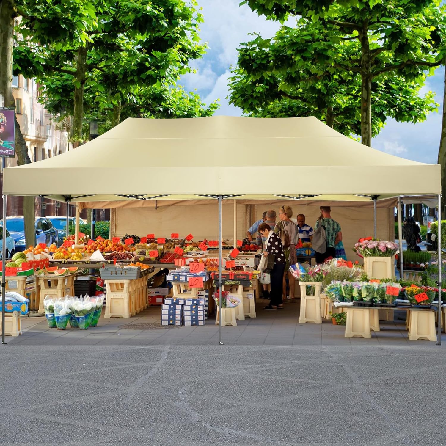 Tooluck Toldo desplegable resistente de 10 x 20 pulgadas, altura ajustable, toldo comercial fácil de instalar, UPF 50+, impermeable, al aire libre,