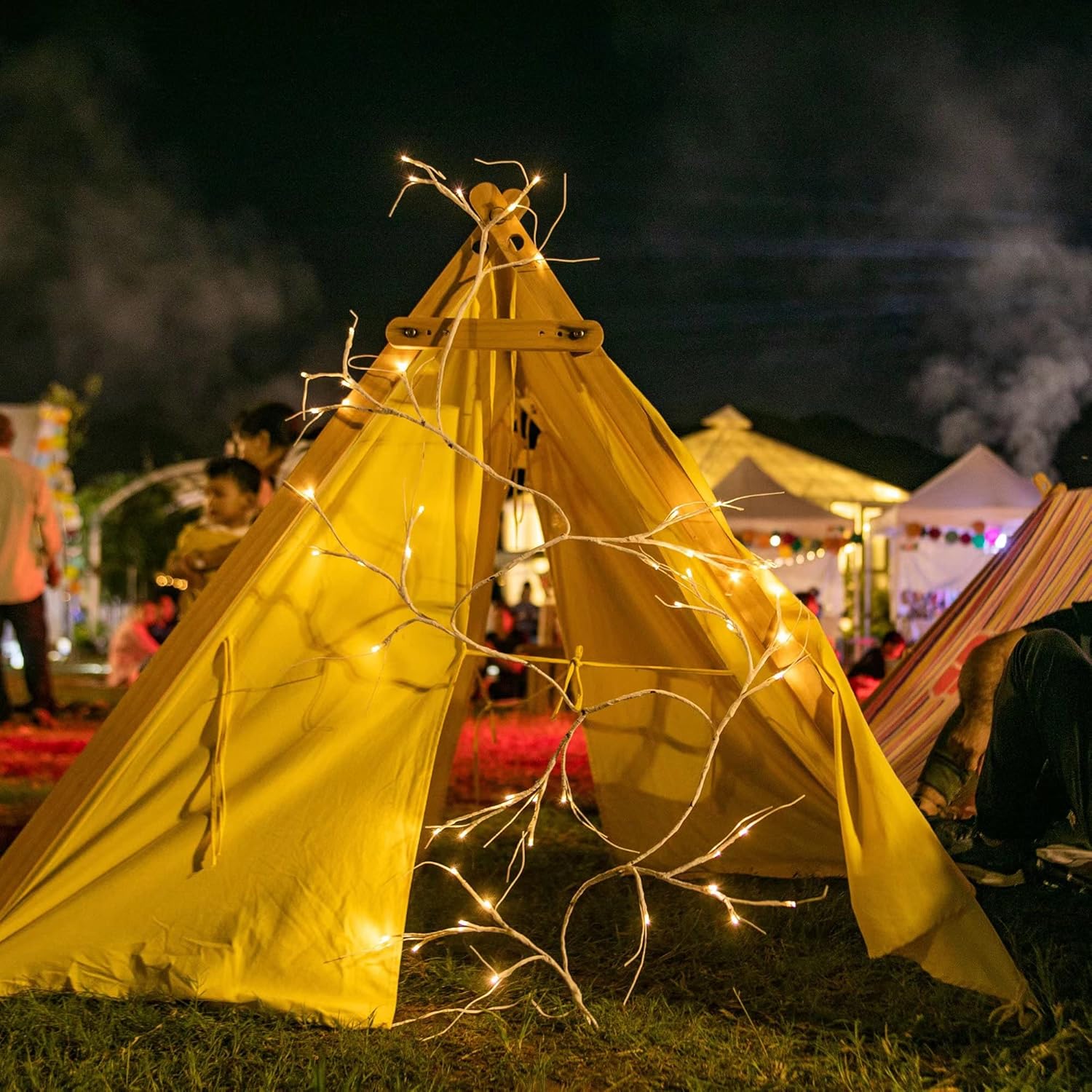 Guirnalda iluminada con ramas de abedul de 6 pies, 48 luces cálidas, guirnalda de abedul iluminada con temporizador, guirnaldas de abedul