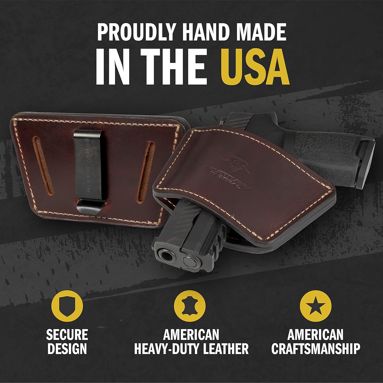 Funda universal Dual Threat IWBOWB para cinturón, fabricada en Estados Unidos, funda ambidiestra de cuero de grano completo, transporte abierto y