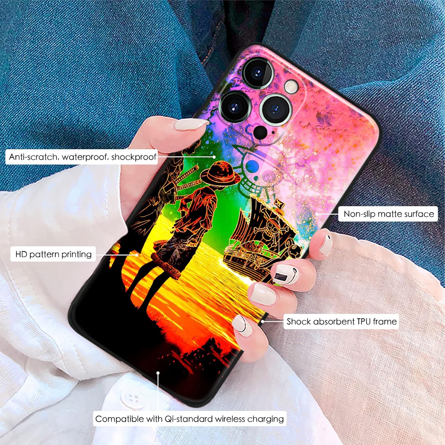 Funda protectora de silicona suave con diseño de anime japonés a la moda, anticaída, diseño de manga, funda protectora de dibujos animados (para