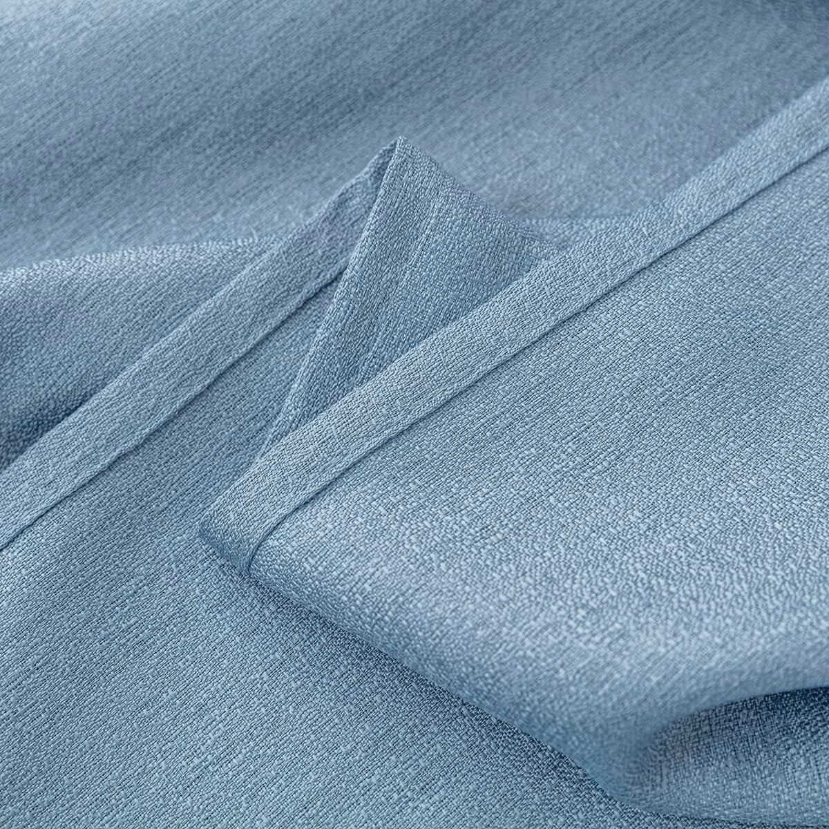 Yancorp Cortinas azules de 84 pulgadas de largo para sala de estar, 2 paneles de lino con textura, juego de cortinas semitransparentes filtrantes de