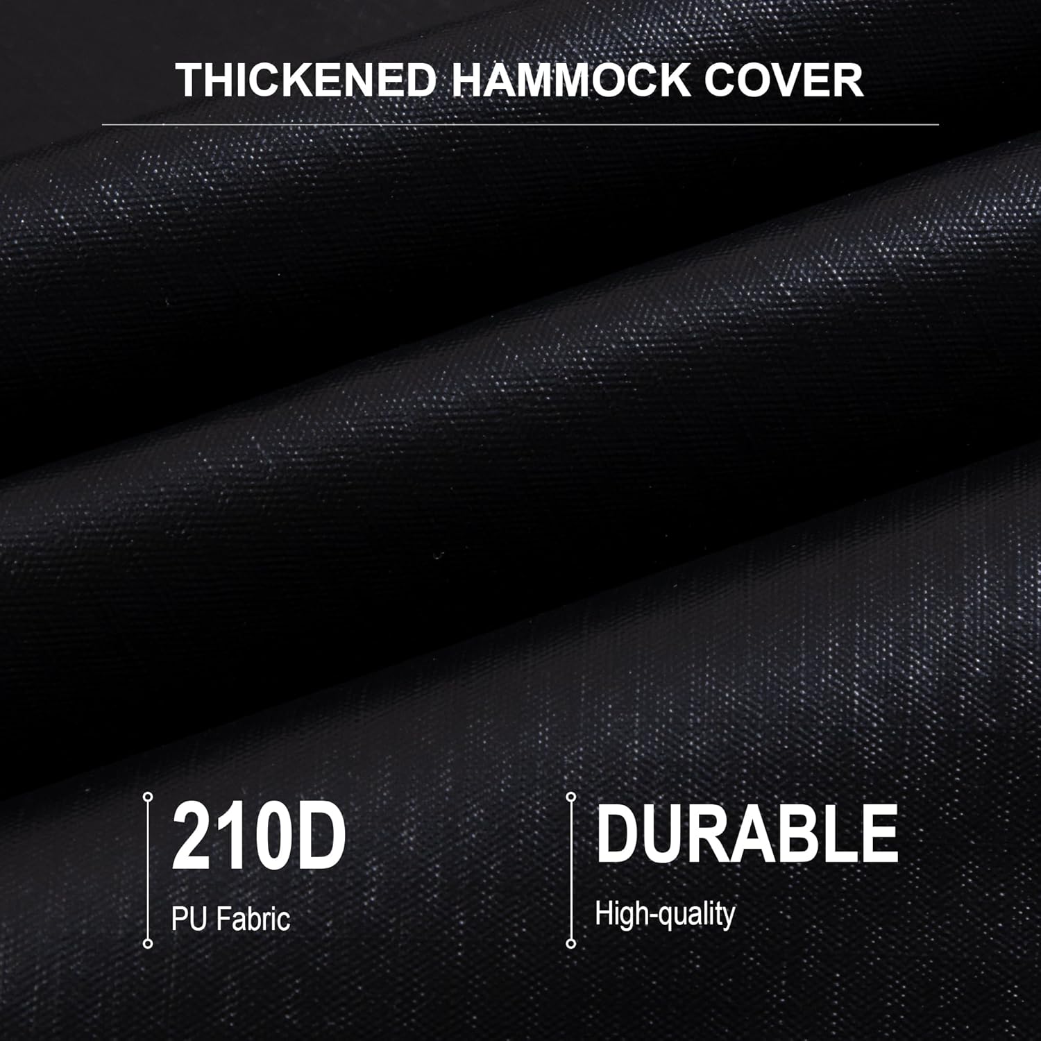 Funda de hamaca gruesa para soporte de hamaca de 12 pies, cubierta de hamaca impermeable 210D con asas y rejillas de ventilación, color negro