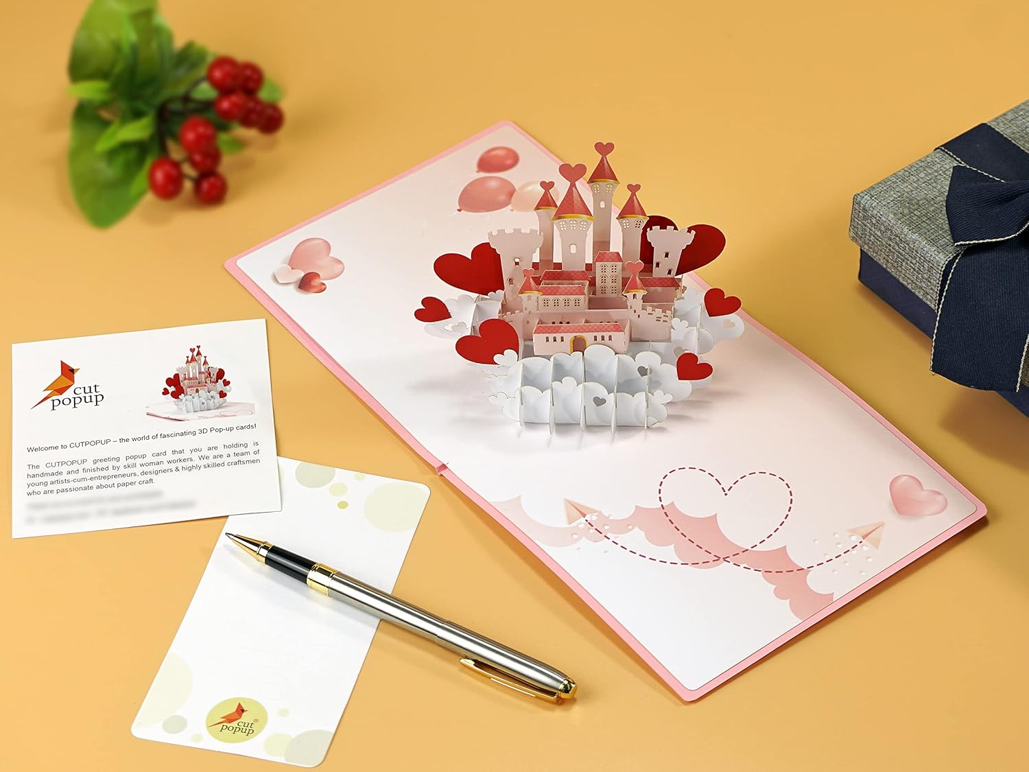 CUTPOPUP – Tarjetas troqueladas en 3D para el Día de San Valentín, con un castillo romántico, tarjeta de aniversario de boda o de cumpleaños,