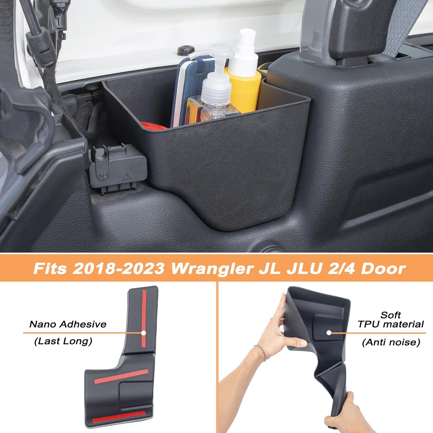 Bandeja organizadora de maletero trasero compatible con Jeep Wrangler JL JLU 2018-2022 2023, accesorios de 24 puertas, maletero trasero,