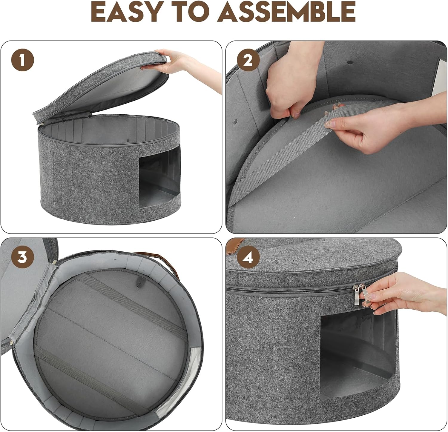 Qozary Caja de almacenamiento reforzada para sombreros, organizador de sombreros para mujeres y hombres, caja de sombrero de vaquero con paneles de