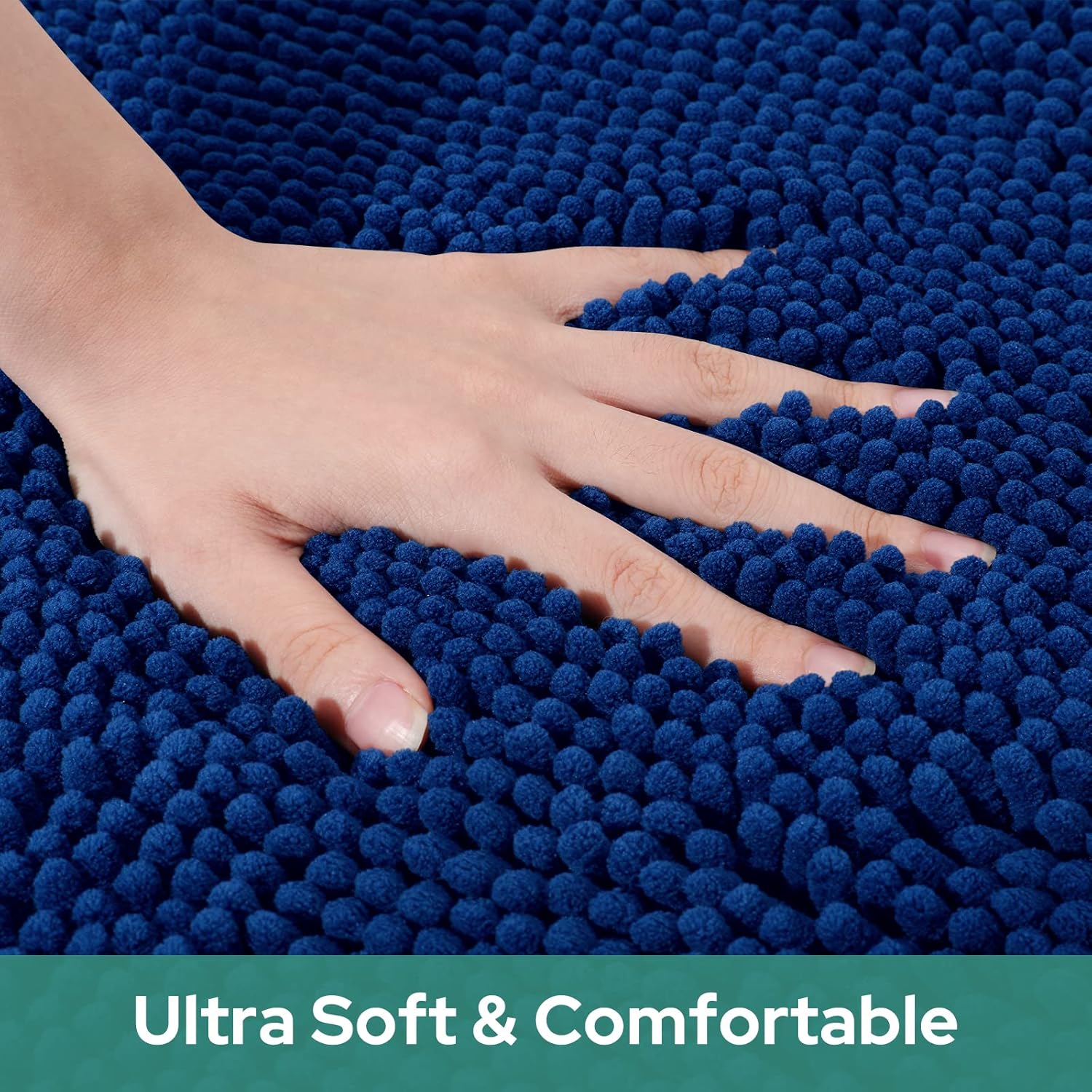 HOMEIDEAS Alfombra de baño redonda, felpilla de lujo, extra suave y absorbente, antideslizante, lavable a máquina (azul marino, 3 pies)