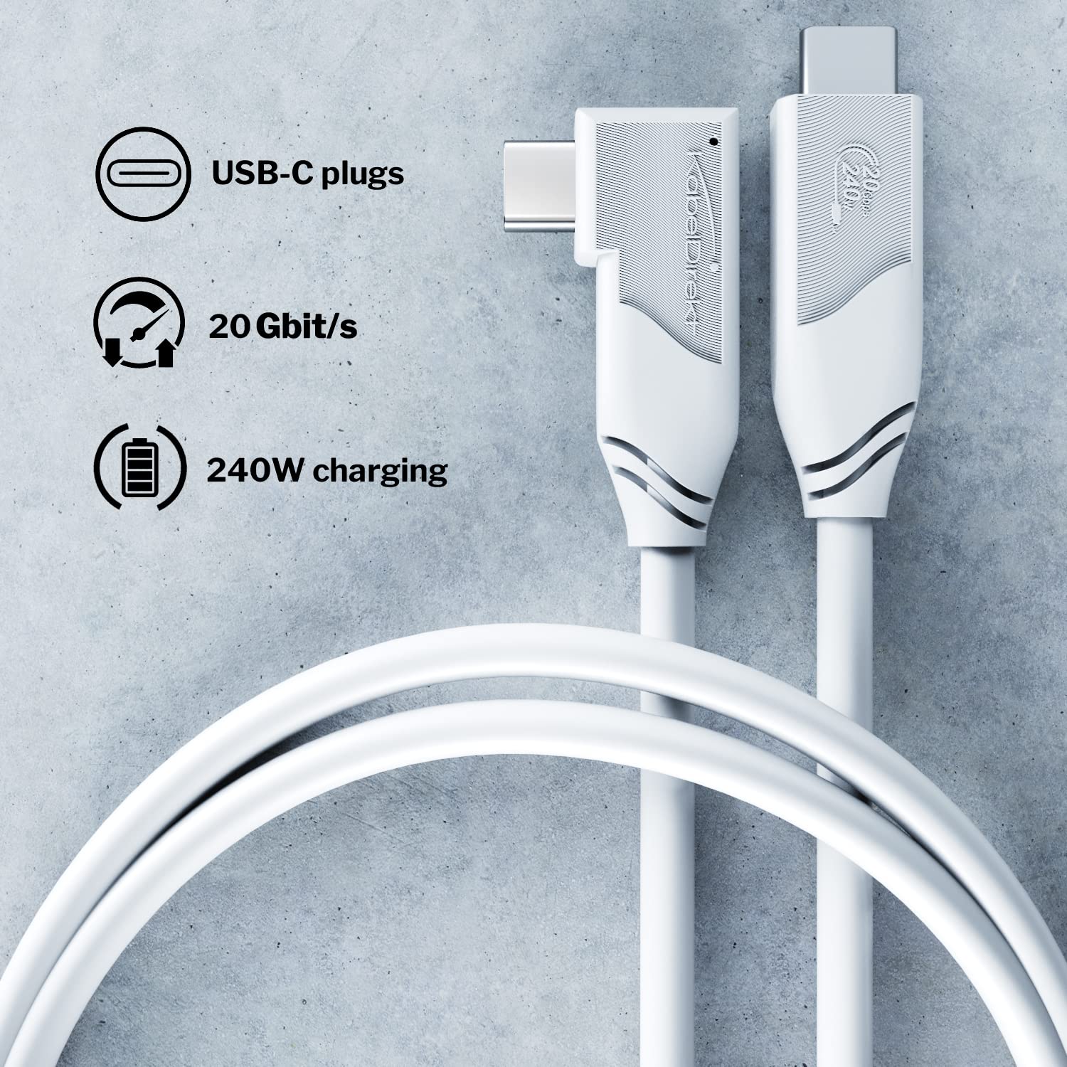 KabelDirekt Cable USB-C todo en uno, USB 3.2 Gen 2×2 – 6 pies (transfiere datosvideo a 20Gbps, carga a 240W con PD3.1, funciona como cable de