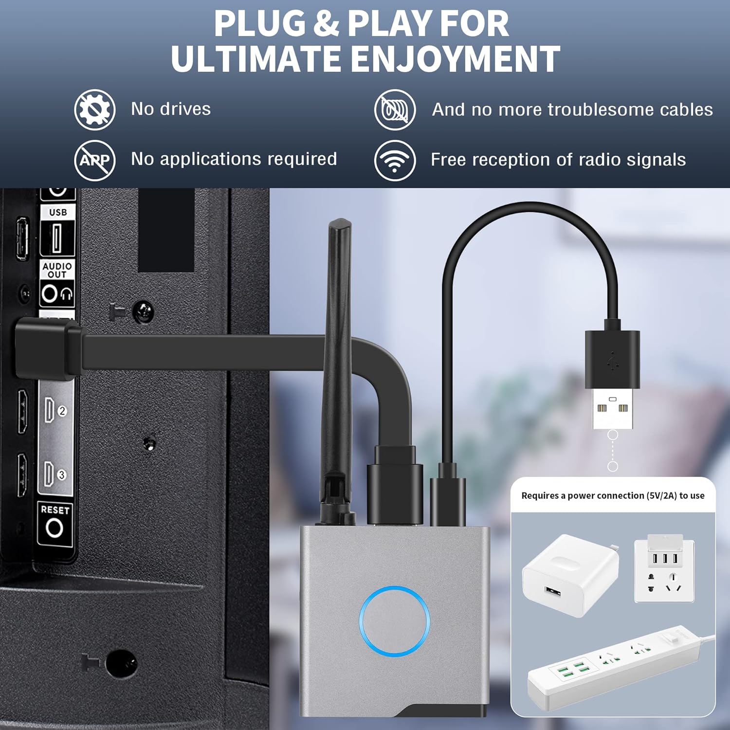 Adaptador inalámbrico HDMI Display Dongle 4K, receptor inalámbrico, transmisión de vídeoaudioarchivo HDMI Extensor inalámbrico desde computadora
