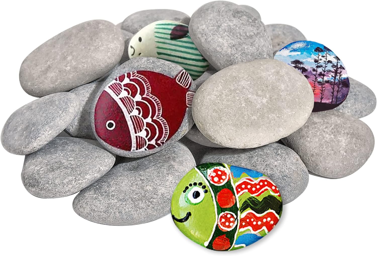 DALTACK 30 rocas de pintura grandes, rocas de río naturales, rocas planas para pintar, piedras de 2 a 3 pulgadas para artes y manualidades
