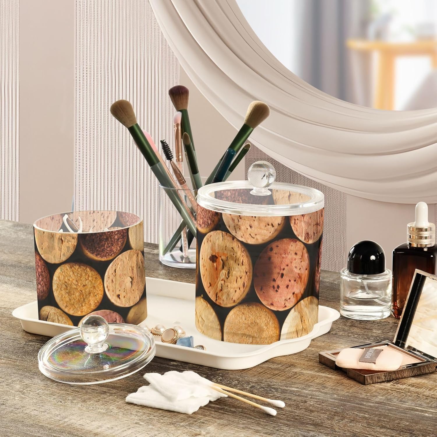 Wine Corks Jars with Lids Bathroom Canisters Decorative Jars Laundry Pods Container Cotton Pad Holder for Dorm Room Essentials for College Students