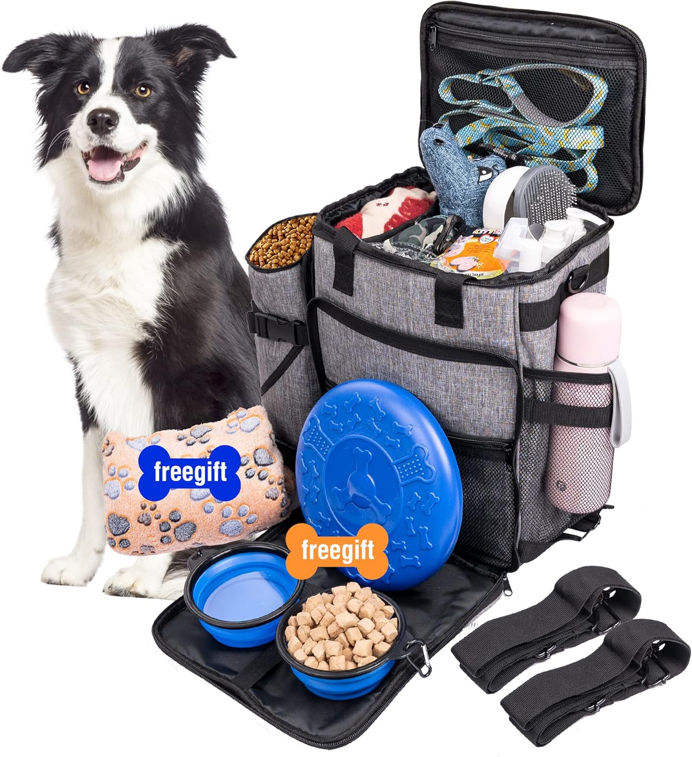 Bolsa de viaje para perros, 6 juegos de mochila de viaje para perros aprobada por aerolíneas para suministros, bolsas para mascotas para viajes,