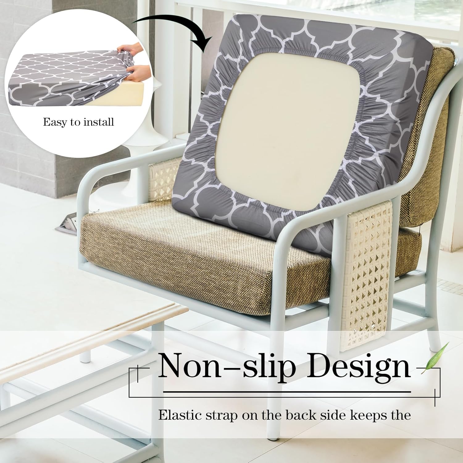 Newwiee 8 fundas de cojín elásticas para sofá para patio, fundas de cojín de repuesto para muebles de patio, fundas de asiento de silla, protector