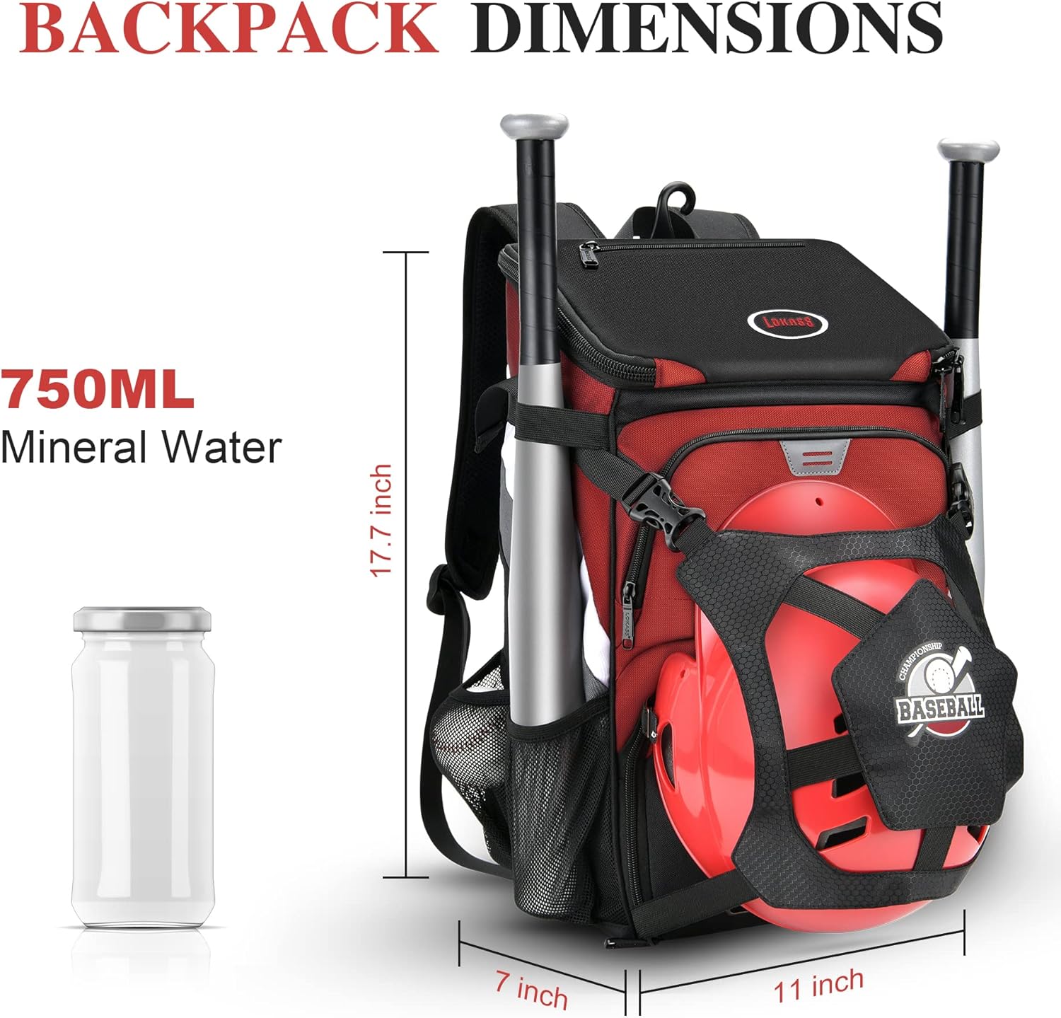 BAGNN Bolsa de béisbol para adultos y jóvenes, bolsa de béisbol de gran capacidad, bolsa de sóftbol ligera con compartimento para zapatos y gancho
