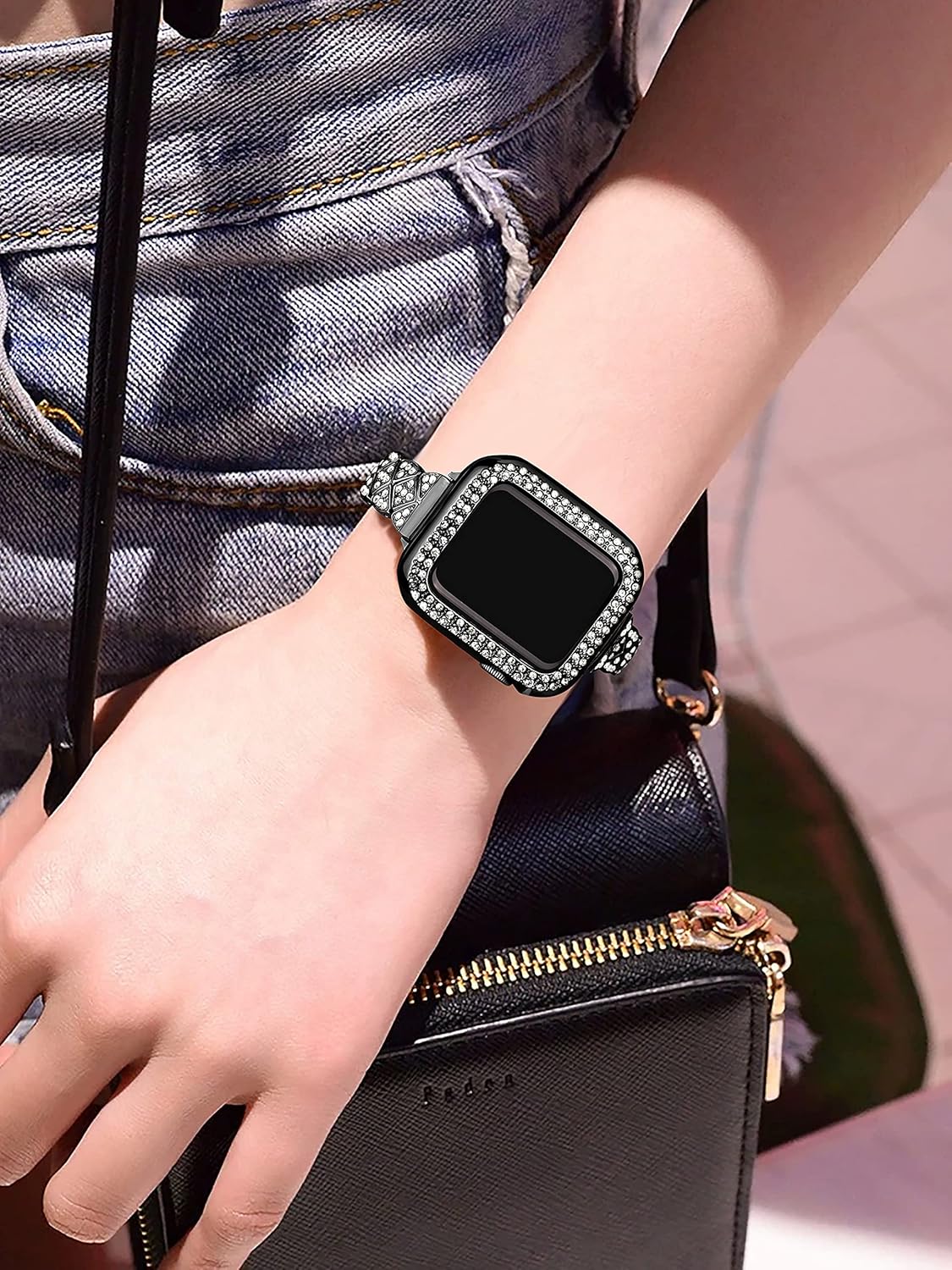 Secbolt Correa delgada compatible con Apple Watch Band de 1.49, 1.57, 1.61, 1.65, 1.73 y 1.77 pulgadas, para mujer, pulsera de metal elegante con