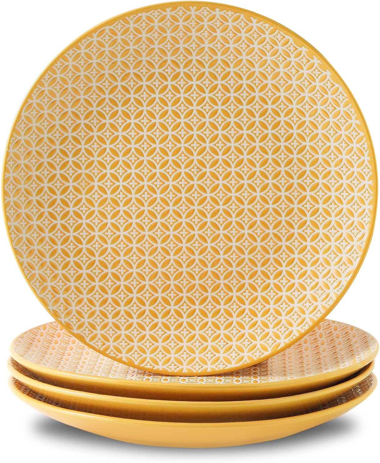 YELLOYA Juego de 4 platos llanos grandes de 10.5 pulgadas, platos redondos de cerámica, modernos platos para cocina, aptos para lavavajillas y