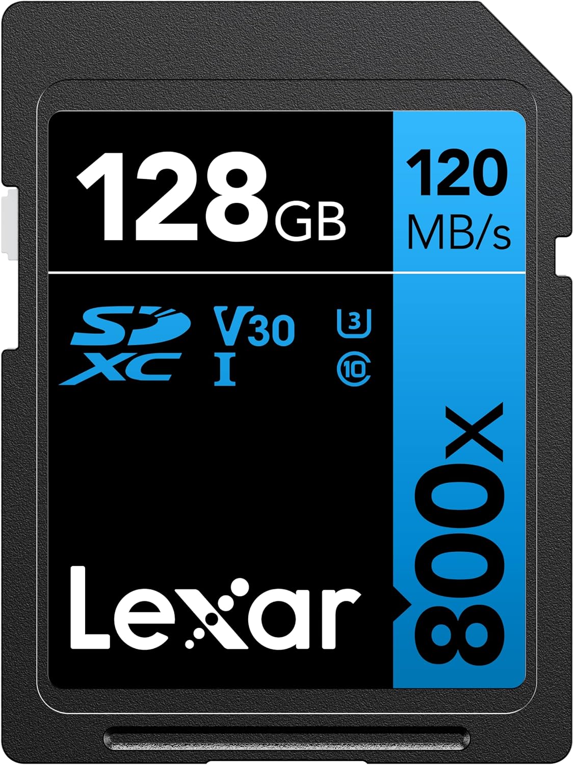 Lexar Tarjeta de memoria SDXC UHS-I de 800 x 128 GB de alto rendimiento, C10, U3, V30, video Full HD y 4K, lectura de hasta 120 MBs, para cámaras de
