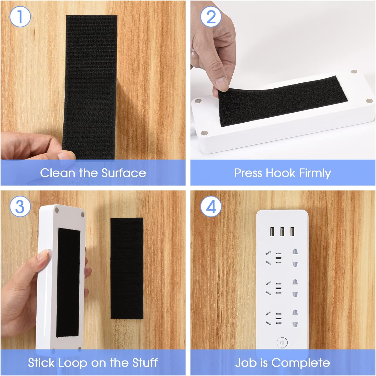 Tiras de velcro  Paquete de 16 tiras de 2 x 6 pulgadas  Cinta de gancho reutilizable autofijada, soporta tiras industriales resistentes de 12 libras