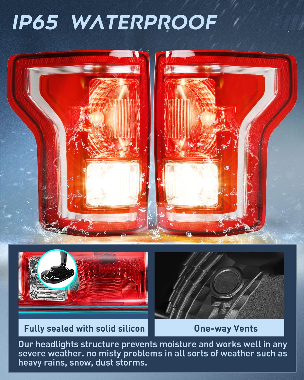 Nilight Conjunto de luz trasera compatible con Ford F150 F-150 2015 2016 2017 de repuesto de lámpara trasera estilo OE con bombillas y arnés, 2 años