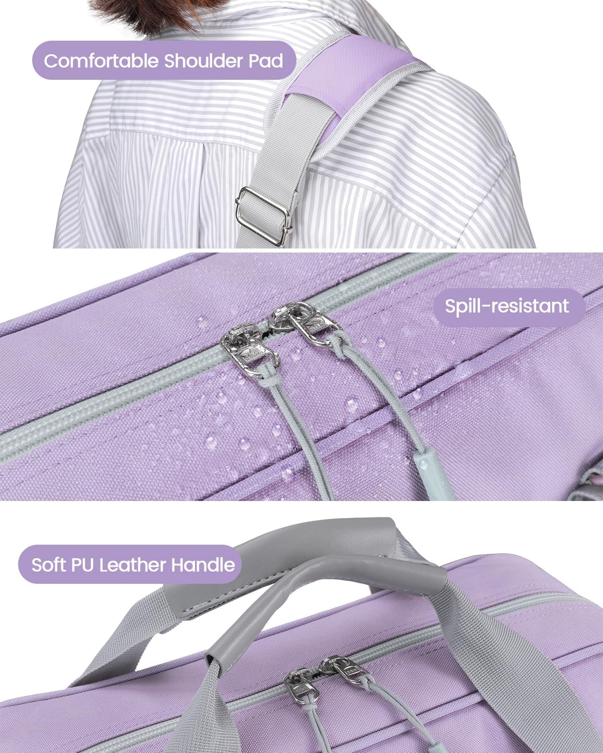 egiant Carpeta con cremallera de 3 anillos de 3 pulgadas con correa para el hombro, asa duradera y múltiples bolsillos, carpeta de 3 pulgadas con